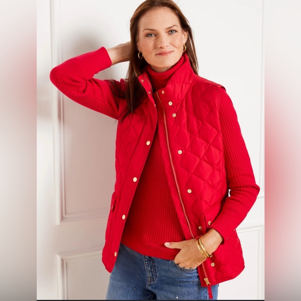 Talbots Red Quilted Down Filled Puffer Vest - Solid Women’s Size 3X